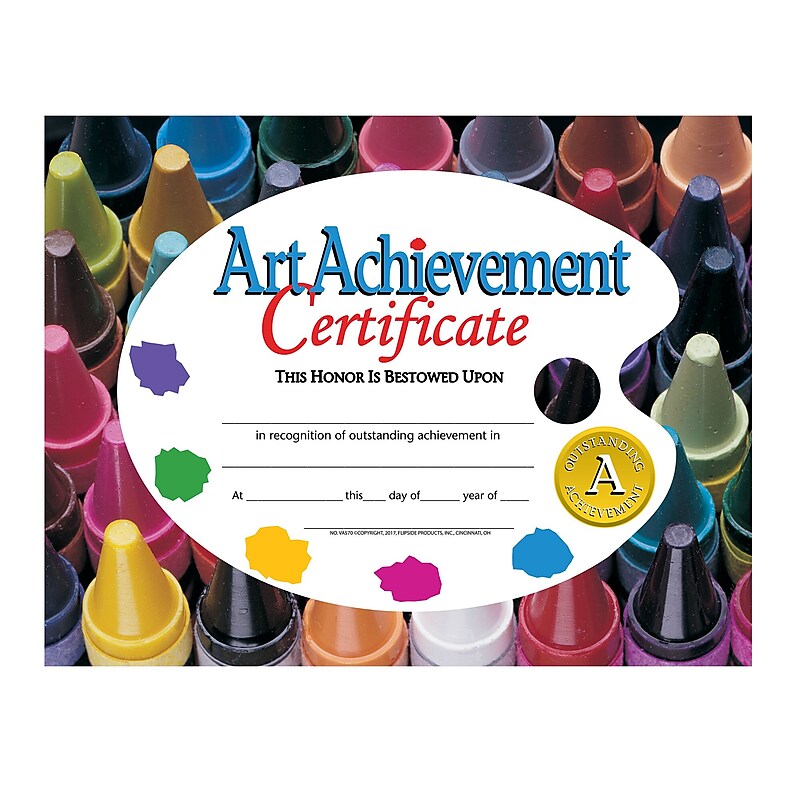 Flipside Art Achievement Certificate, 8.5" x 11", Multicolor, 30/Pack, 5 Packs/Carton (VA570-5) image 1