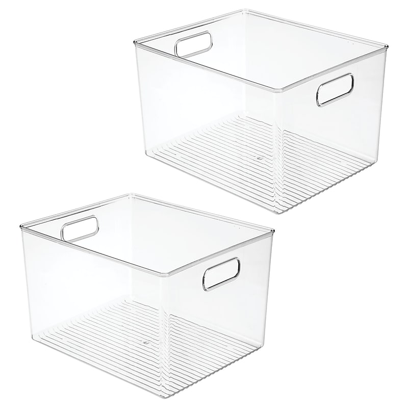 iDESIGN Small Stackable Plastic Storage Bin, 8" x 12"x 10", Clear, 2/Pack (29111M2) image 1