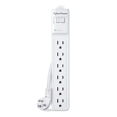 CyberPower B608 Essential 6-Outlet Surge Protector, 8 ft. Cord, 600J Surge Suppression, White Simolary simolary.com