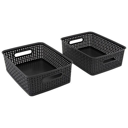 Advantus Weave Small Stackable Plastic Storage Bin, 4.63