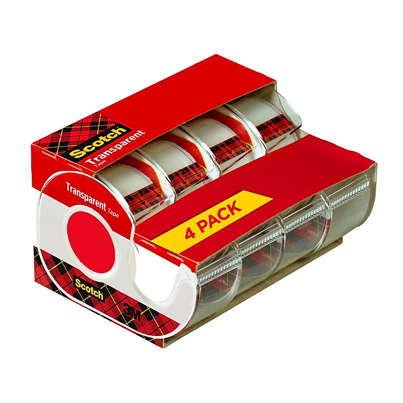 Scotch Transparent Clear Tape Refill, 0.75" x 23.6 yds., 1" Core, Clear, 4 Rolls/Pack (4184) image 1