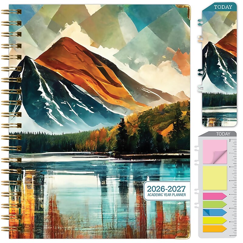 2026-2027 Excello Brands 8.5" x 11" Academic Weekly & Monthly Planner, Paperboard Cover, Lake View (FSHN-AY26-8511-82) image 1
