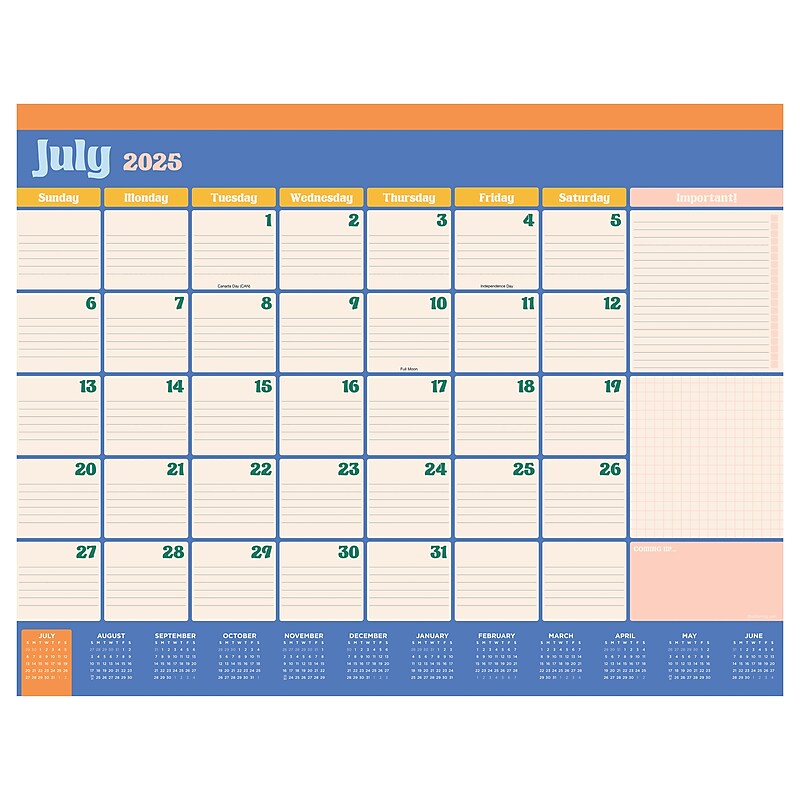 2025-2026 TF Publishing 22" x 17" Academic Monthly Desk Pad Calendar, Sherbet (AY26-8206) image 1