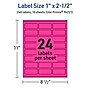 Avery Laser/Inkjet Rectangle Multipurpose Labels, 1" x 2.5", Neon Magenta, 240/Pack (94221)~#|#~40D7232B-61A2-4DED-B36451C46796EC35_sc7