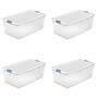 Sterilite 106 Quart Latching Storage Bin with Lid, Plastic, White, 4/Carton (14998004CT)~#|#~40E01EA3-F076-457B-A88E97B0FFC82BDF_sc7