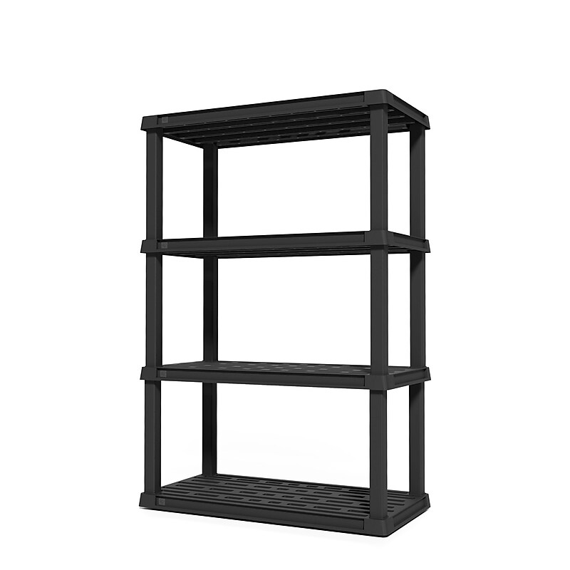 Iris 4-Shelf Plastic Shelving Unit, 55.8" x 35.9" x 17.9", Black (140099) image 1