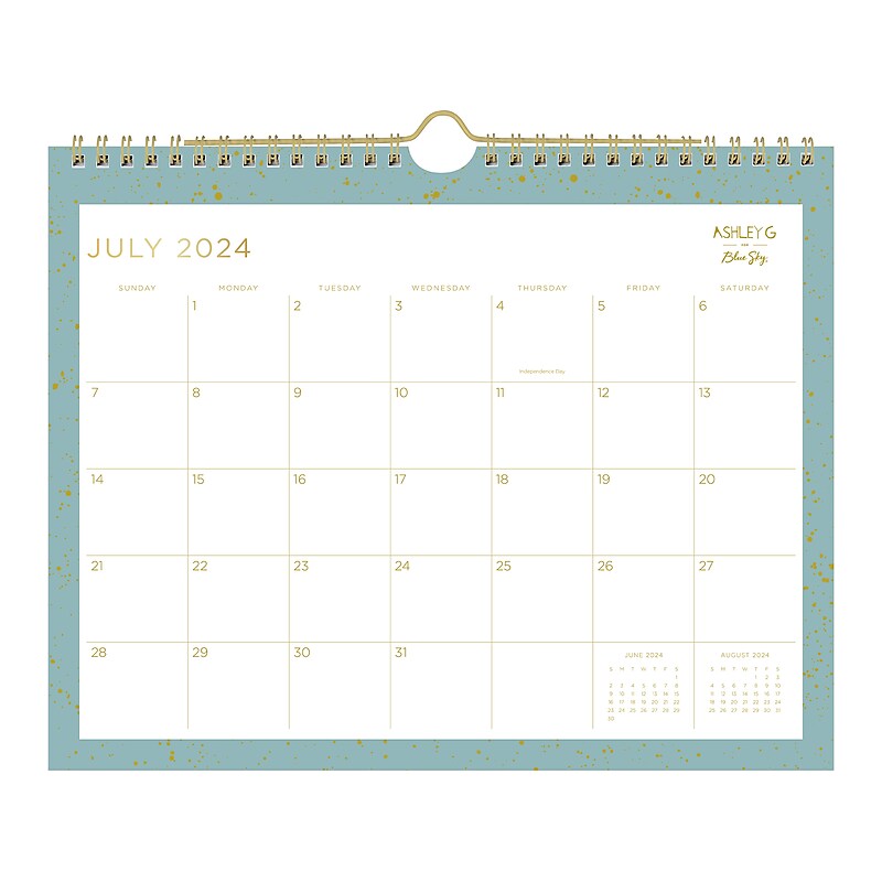 2024-2025 Blue Sky Ashley G Splatter Dot Jade G 11" x 8.75" Academic Monthly Wall Calendar, Mint/Gold (149045-A25) image 1