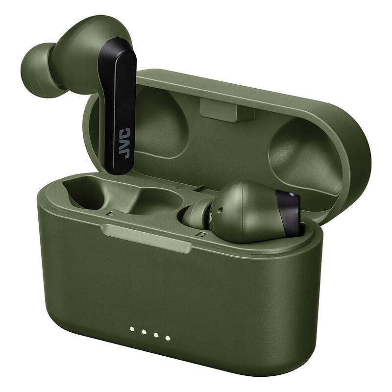 JVC RIPTIDZ True Wireless Earbuds with Charging Case, Bluetooth, Olive (HAA9TG) image 1