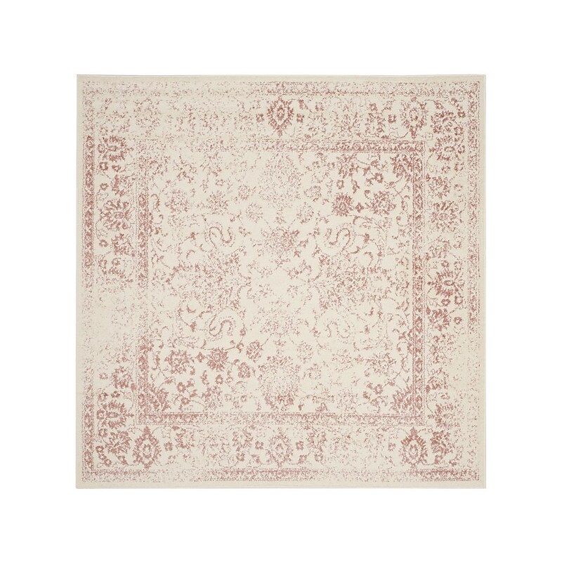 Safavieh Adirondack Collection 4' x 4' Square Indoor Area Rug, Machine Made, Ivory/Rose (ADR109H-4SQ) image 1
