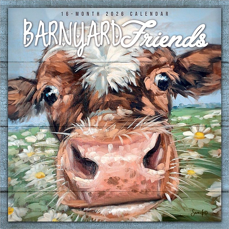 2026 BrownTrout Barnyard Friends 12" x 12" Monthly Wall Calendar (9781773728636) image 1