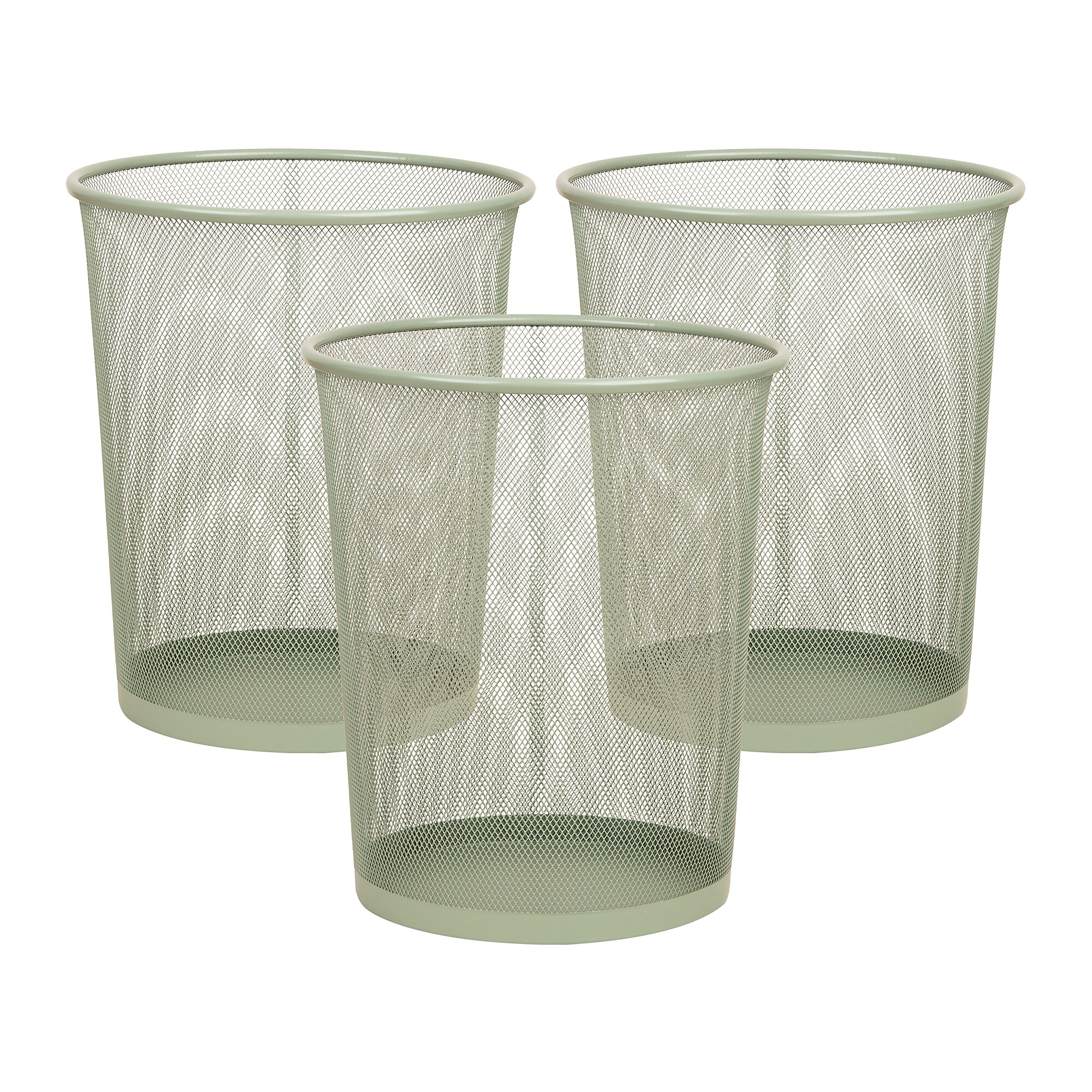 Staples Metal Mesh Trash Can, 4.4 Gallon, Sage Green, 3/Pack (ST63859) Sansujyuku sansujyuku.com