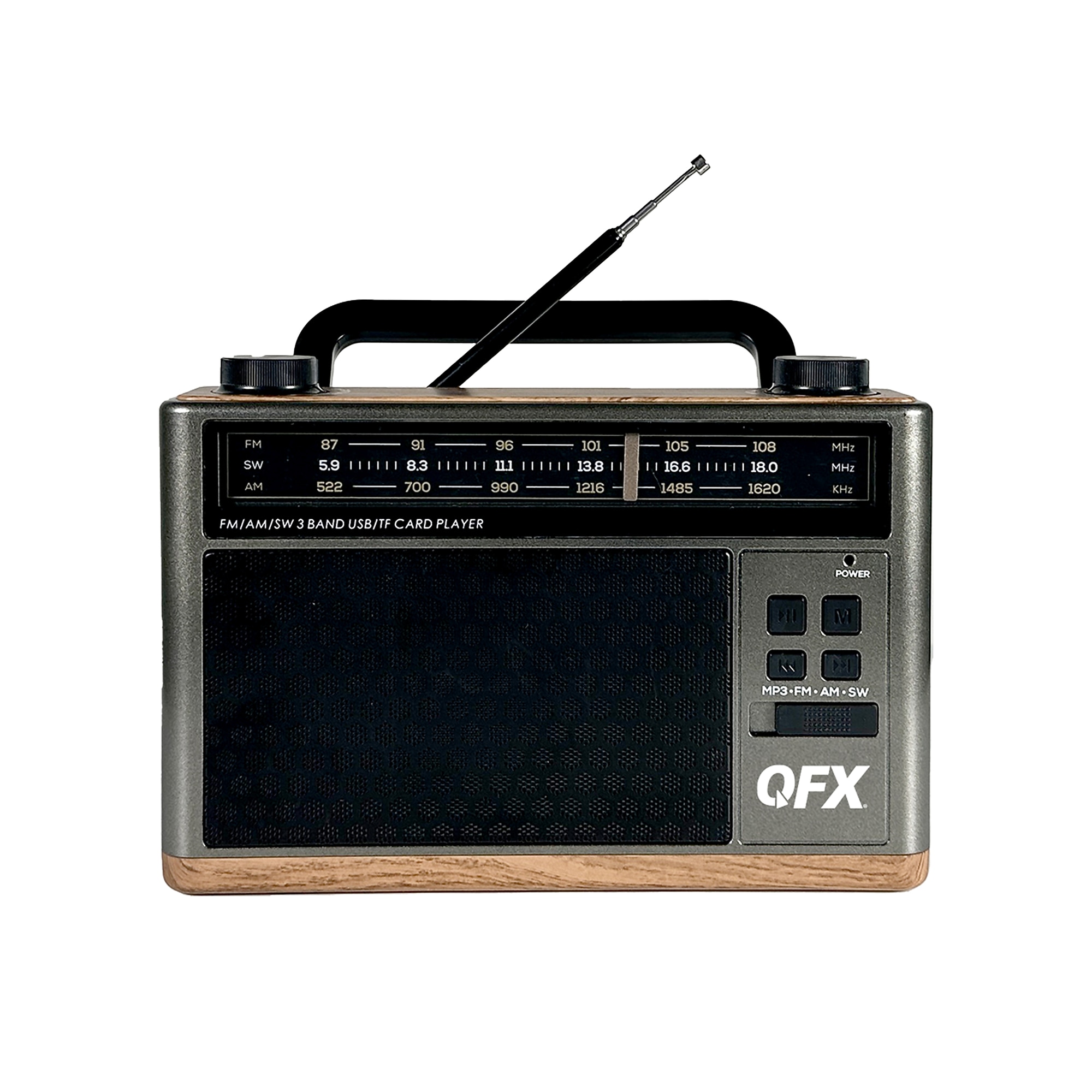 QFX Wireless Retro-Style Portable Bluetooth AM/FM/Shortwave Radio with Flashlight & Party Light, Brown (RETRO-1937) Sansujyuku sansujyuku.com