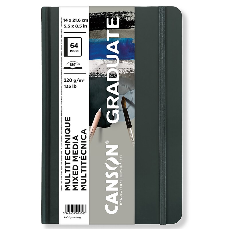 Canson Graduate 5.5" x 8.5" Hard Bound Mixed Media Art Book, 32 Sheets/Book, 5 Books/Bundle (MCX31200L033-5) image 1
