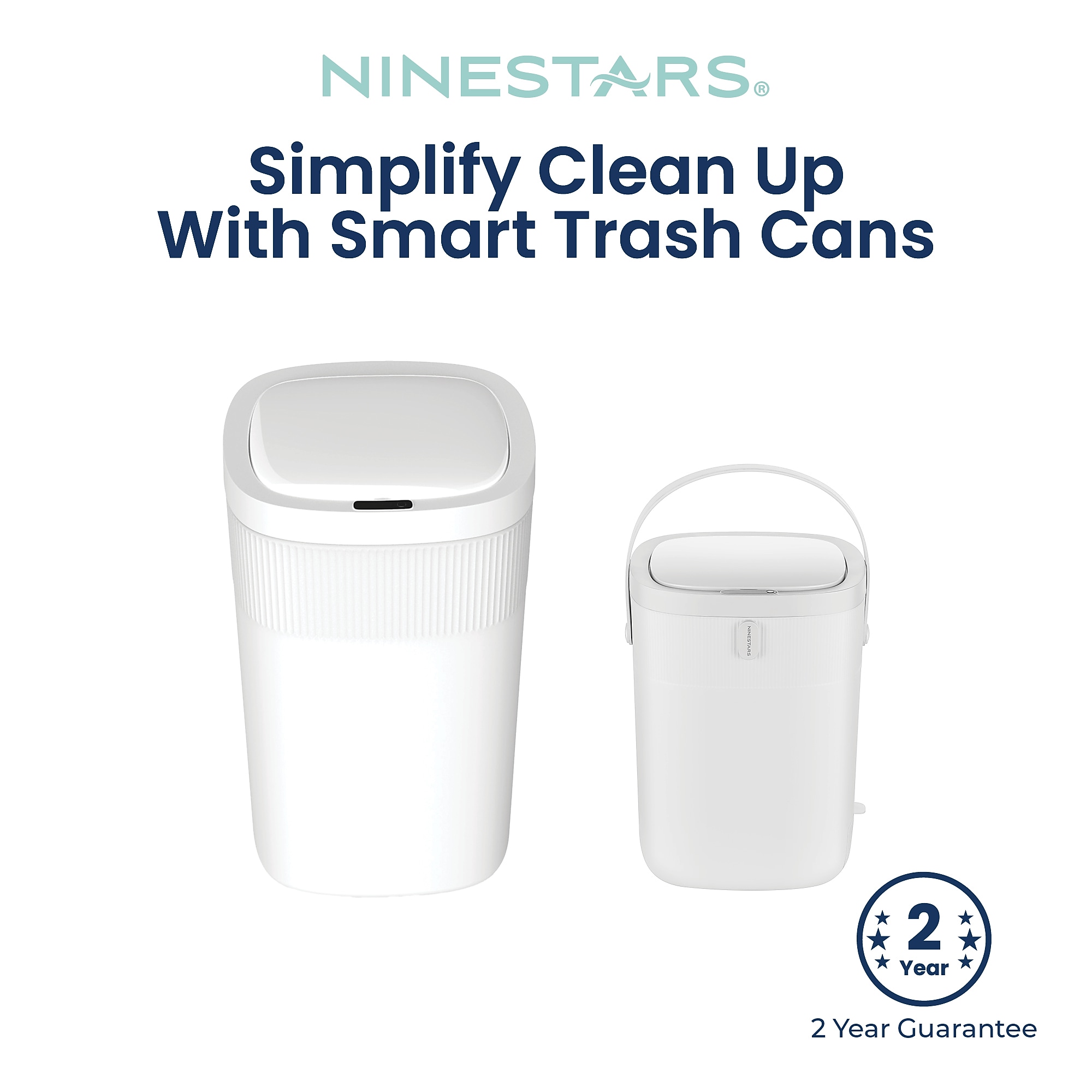 Nine Stars Plastic Motion Sensor Trash Cans, White, 2/Pack (CB50-36/12-36WH) Sansujyuku sansujyuku.com