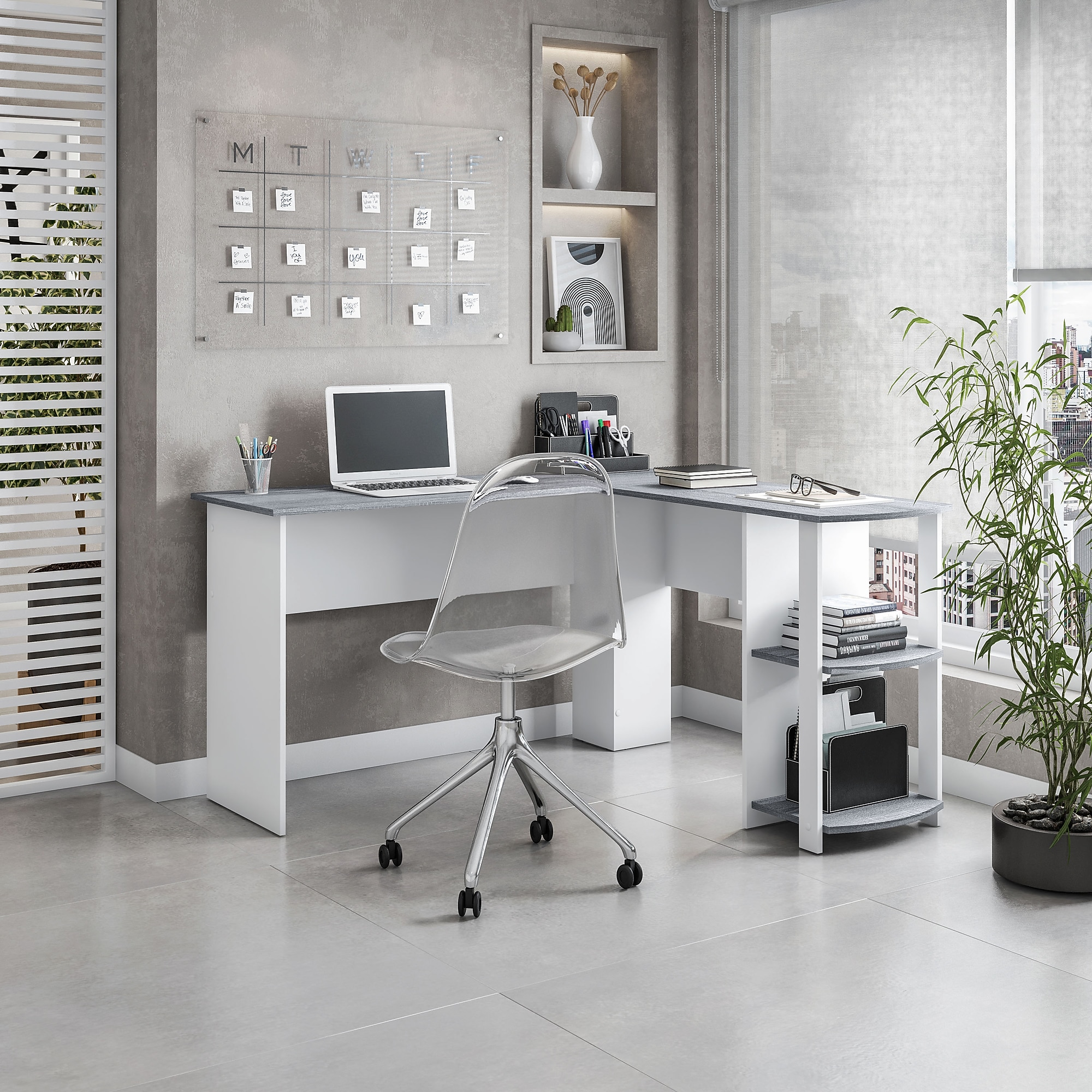 Techni Mobili 52″ L-Shaped Desk, Gray (RTA-8413L-GRY) Sansujyuku sansujyuku.com