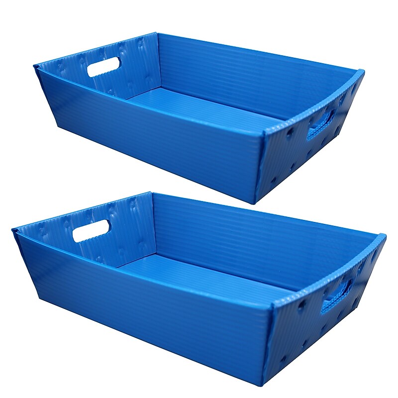 Flipside Corrugated Plastic Letter Tray, Blue, 2/Pack (40361) image 1