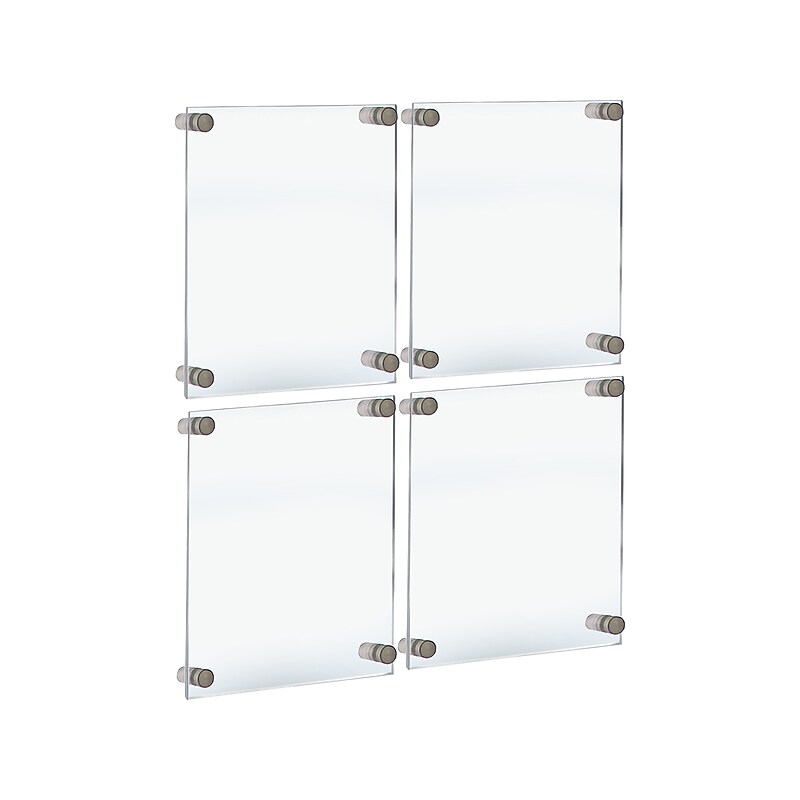 Azar Sign Holder, 8.5" x 11", Wall Mounted, Silver Acrylic, 4/Pack (105514-SLV-4PK) image 1