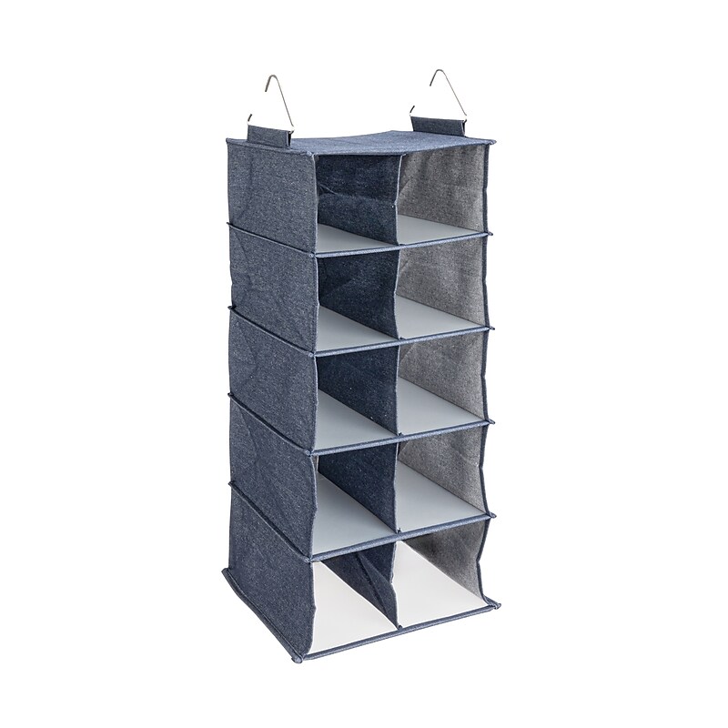 Household Essentials Hanging Closet Shoe Organizer, 10 Denim Storage Compartments (HE1063) image 1