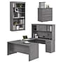 Bestar Logan 66"W U or L Shaped Desk with Hutch, File Cabinet, and Bookcase, Bark Grey (46851-47)~#|#~41557DAF-CAD2-41EB-B5F054EDBDEEBA64_sc7