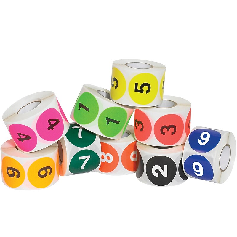 Tape Logic Easy Order Packs: Numbers, 2" Dia., Assorted Colors, 10/Case (DL1240) image 1