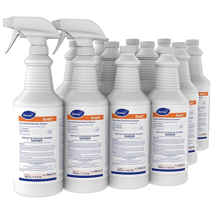 Dymon Avert Cleaner Disinfectant, Chlorine, 32 oz., 12/Carton