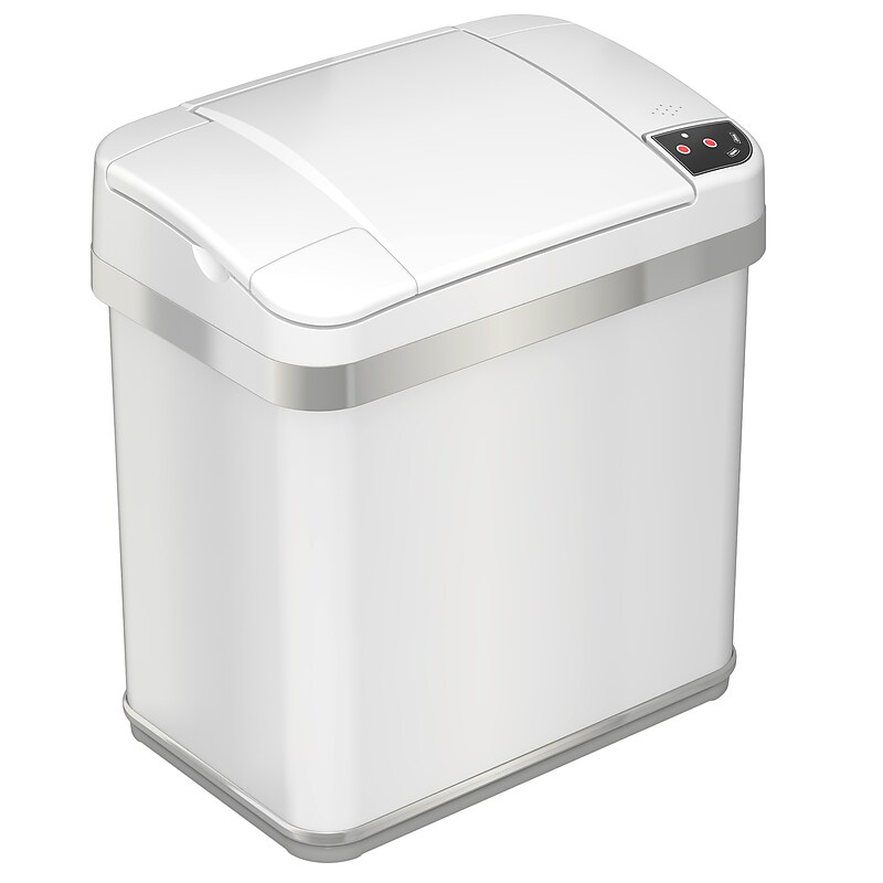 iTouchless Automatic Touchless Sensor Indoor Trash Can, 2.5 Gallon, White (MT02SW) image 1