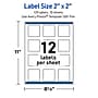 Avery Laser/Inkjet Square Multipurpose Labels, 2" x 2", White, 120/Pack (S00F44)~#|#~41608E29-2CB7-484C-8BB032973AC99100_sc7