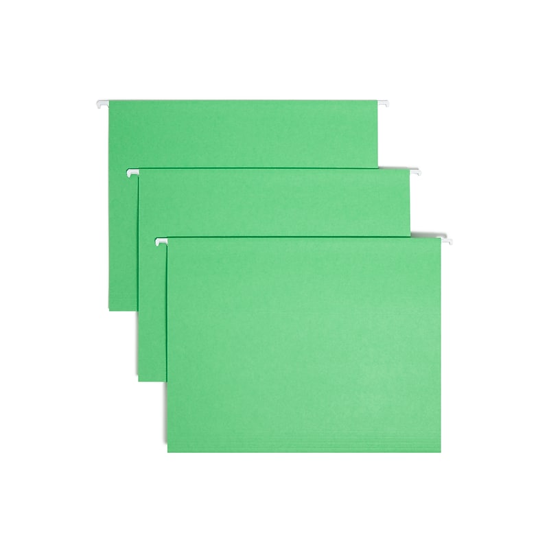 Smead Hanging File Folders, 1/5-Cut Adjustable Tab, Letter Size, Green, 25/BX (64061) image 1