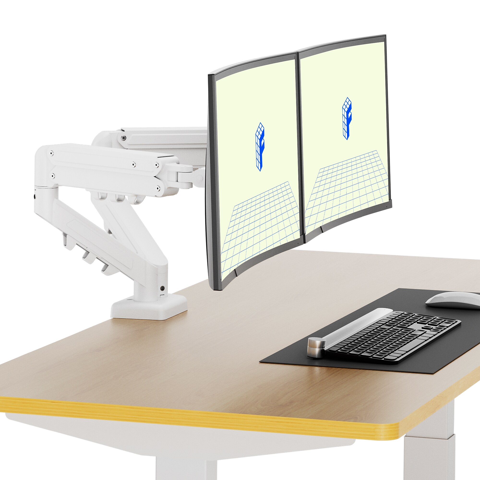 FlexiSpot MA1 Adjustable Dual Arms, Up to 32″ Monitors, White (MA1W-D-DP) Sansujyuku sansujyuku.com