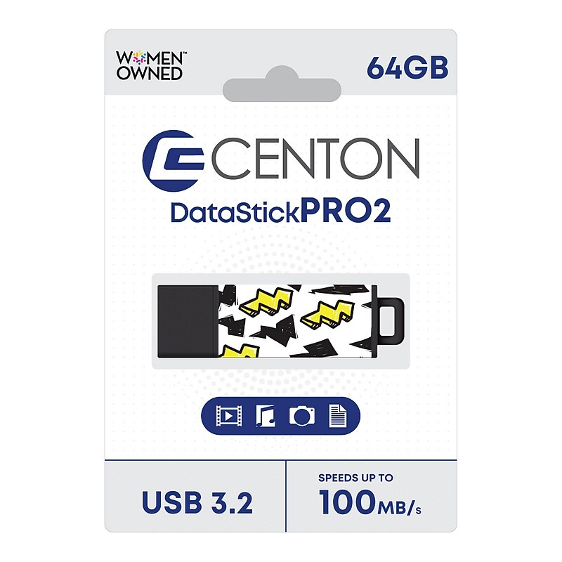 Centon DataStick Pro2 64GB USB 3.2 Type A Flash Drive, Thunderbolts (C1U3T278A64G.25) image 1