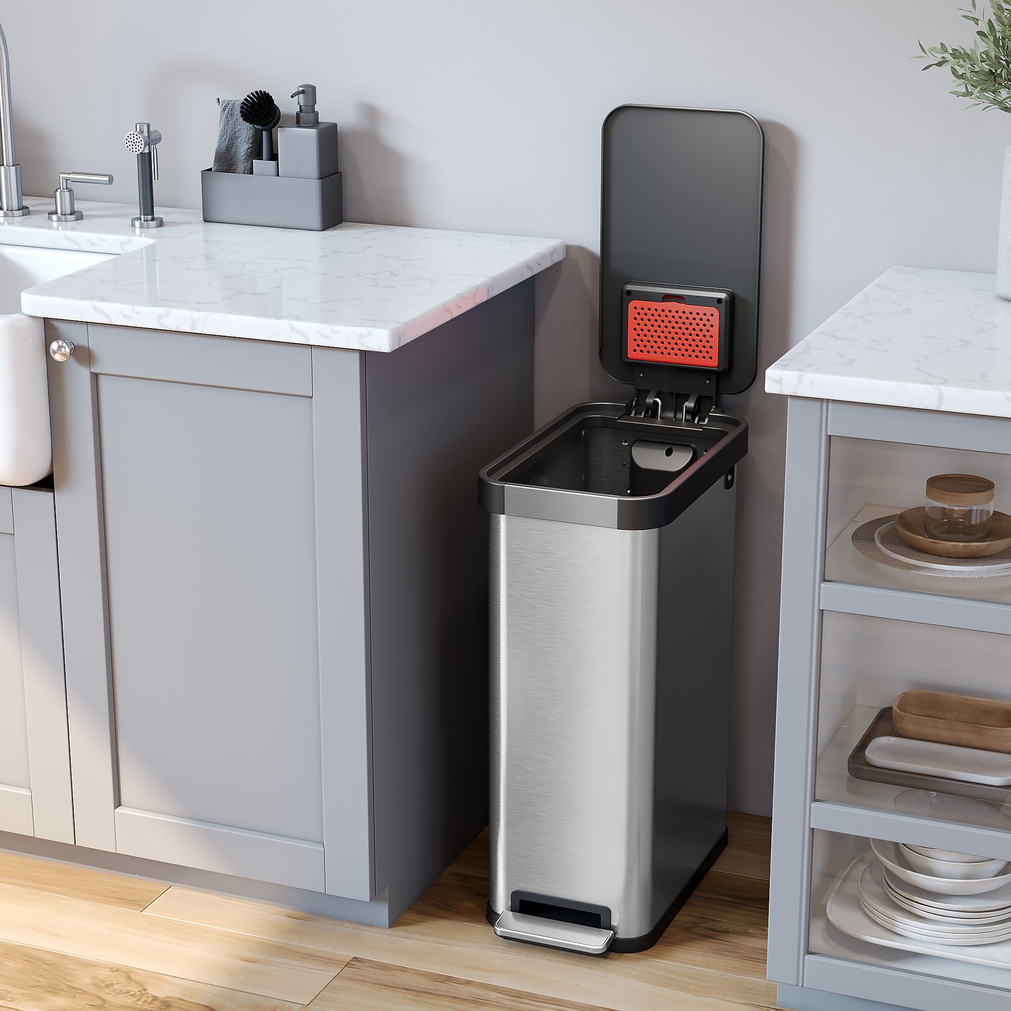 iTouchless SoftStep Stainless Steel Step Trash Can, 13.2 Gallon (PP13ESB) Sansujyuku sansujyuku.com