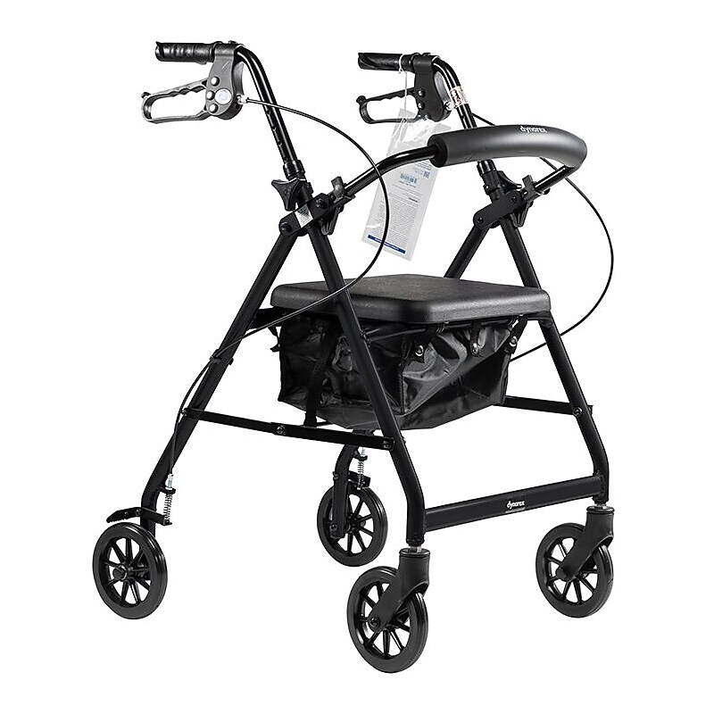 Dynarex DynaGo Quad 6, Aluminum Rollator, Black (10201BK) image 1