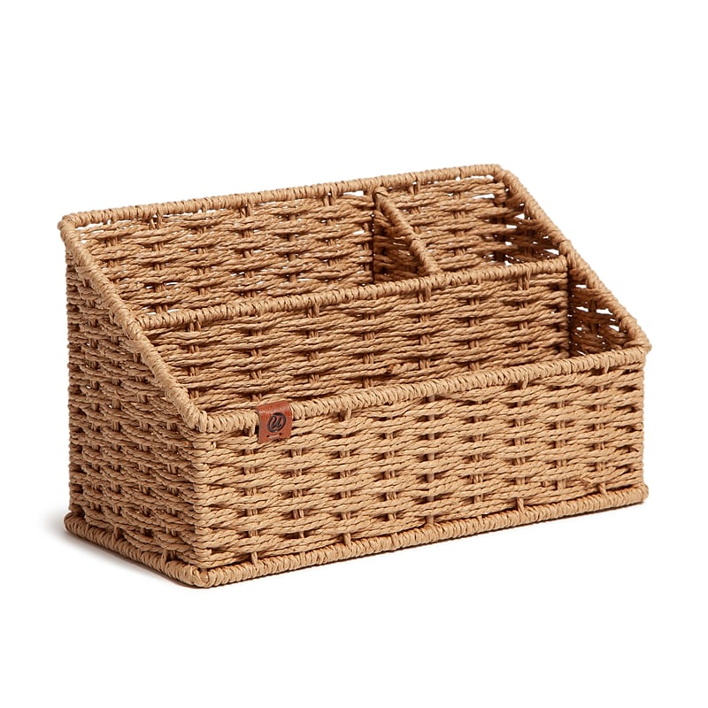 U Brands Woven 3-Compartment Paper Rope/Metal Desk Organizer, Brown (6086U01-04) image 1