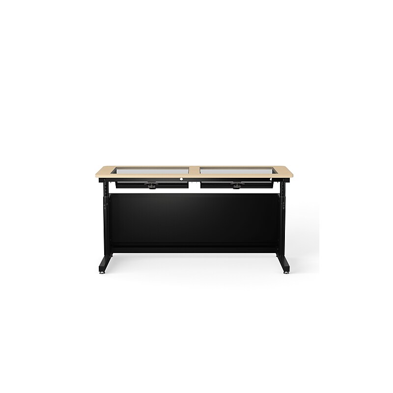 VersaDesk Downview 60"W Manual Adjustable Standing Computer Table, Maple/Black (DVT6024-BM) image 1