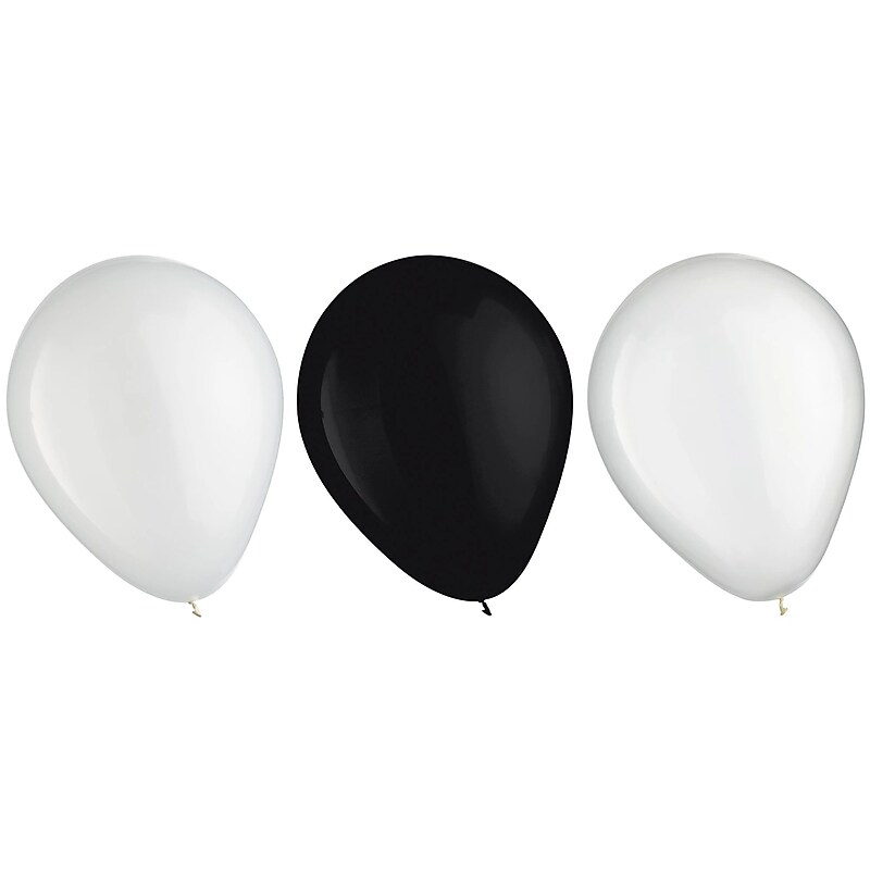 Party City Color Mix Balloons 11" Latex, Black & White, 15/Pack (AM112124) image 1