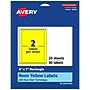 Avery Laser/Inkjet Multipurpose Rectangle Labels, 5" x 7", Neon Yellow, 40/Pack (94258)~#|#~418B9A0C-4987-474C-9428AE70E38F1A22_sc7