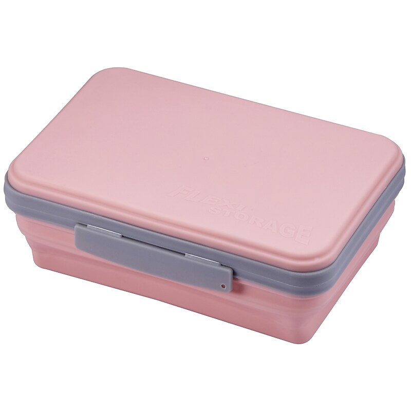 Lockermate By Bostitch, Flexi Storage Pencil Box, 9" x 6" x 9", Pink/Gray image 1