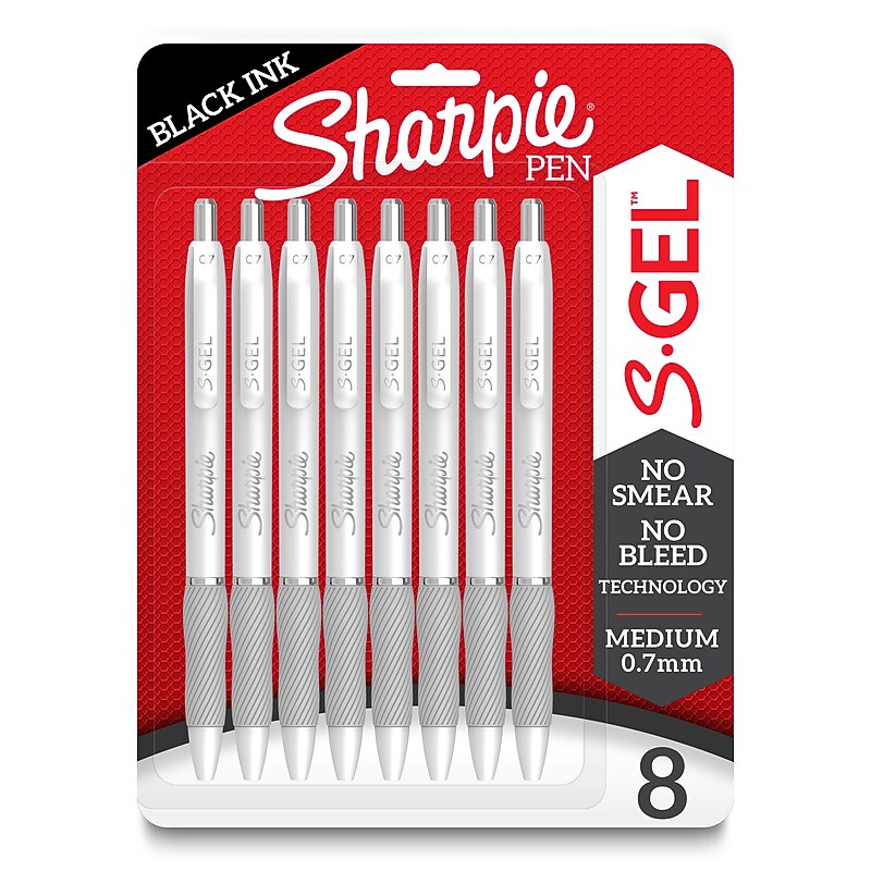 Sharpie S-Gel Retractable Gel Pen, Medium Point, 0.7mm, Black Ink, 8/Pack (2169762) image 1