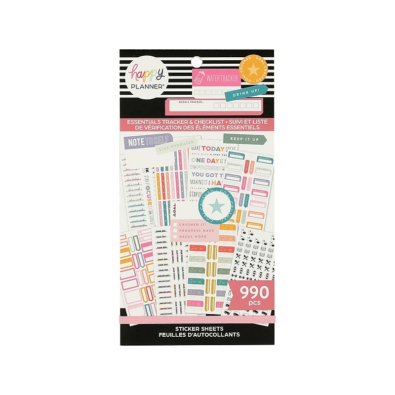 The Happy Planner Essentials Tracker & Checklist Classic Stickers, Assorted Colors, 990/Pack (SVP130-151) image 1