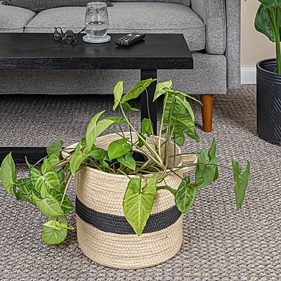 Household Essentials Round Handwoven Paper Rope Basket - Thumbnail 5