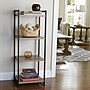 Household Essentials 47.2" Narrow 4-Shelf Open Bookshelf with Rustic Oak Wood Grain and White Metal Frame, Ashwood (HH8074-1)~#|#~41A534F5-B576-4B92-A4CAAAE02B82DD21_sc7
