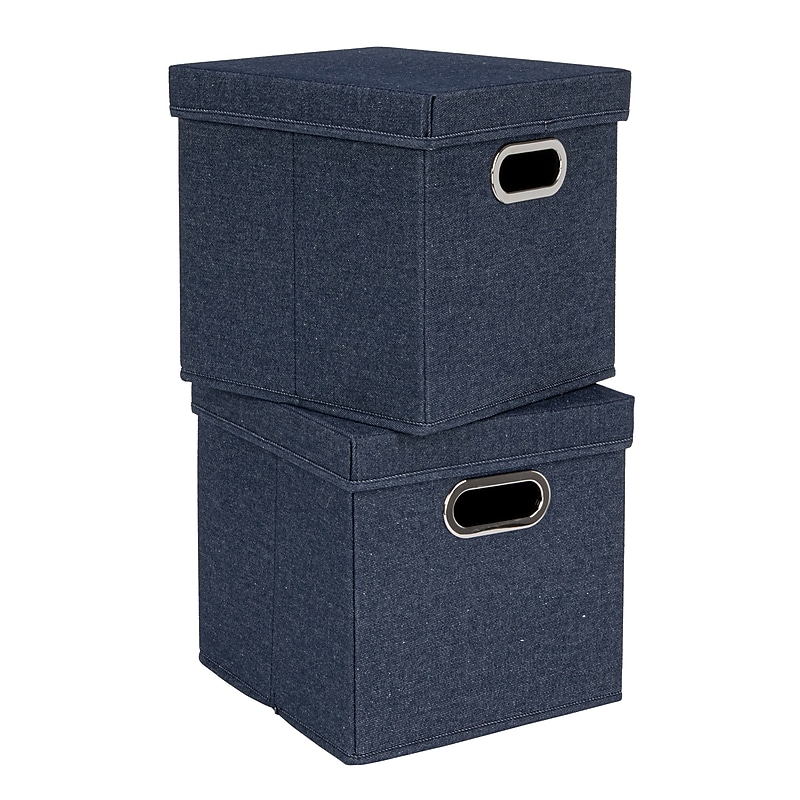 Household Essentials 24.75 Quart Cube Storage Box, Cardboard, Blue, 2/Pack (HE1073) image 1