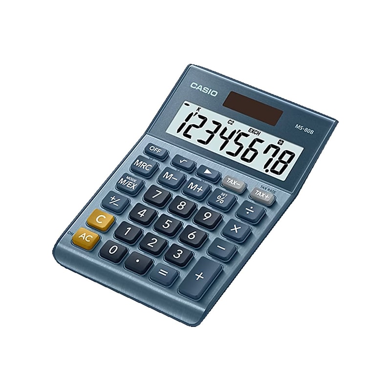 Casio MS80B 8-Digit Battery & Solar Basic Calculator, Blue (MS80B-BU) image 1