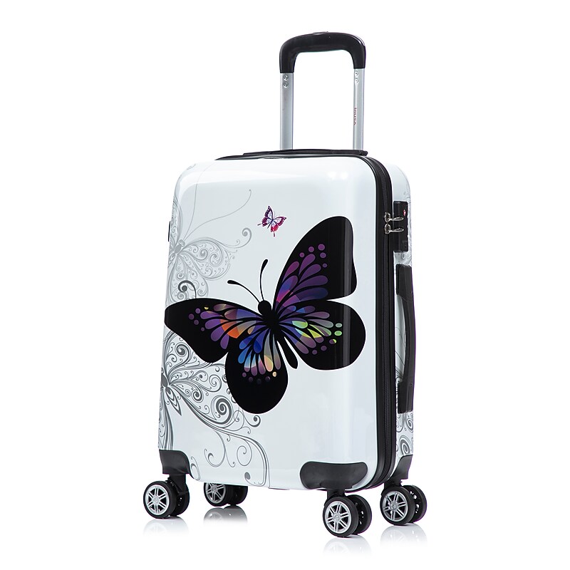 InUSA 20" Hardside Butterfly Carry-On Suitcase, 4-Wheeled Spinner, TSA Checkpoint Friendly, Butterfly (IUAPC00S-BUT) image 1