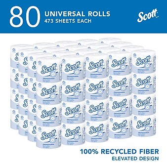 Scott Essential Recycled Toilet Paper, 2-Ply, White, 473 Sheets/Roll, 80 Rolls/Carton (13217)