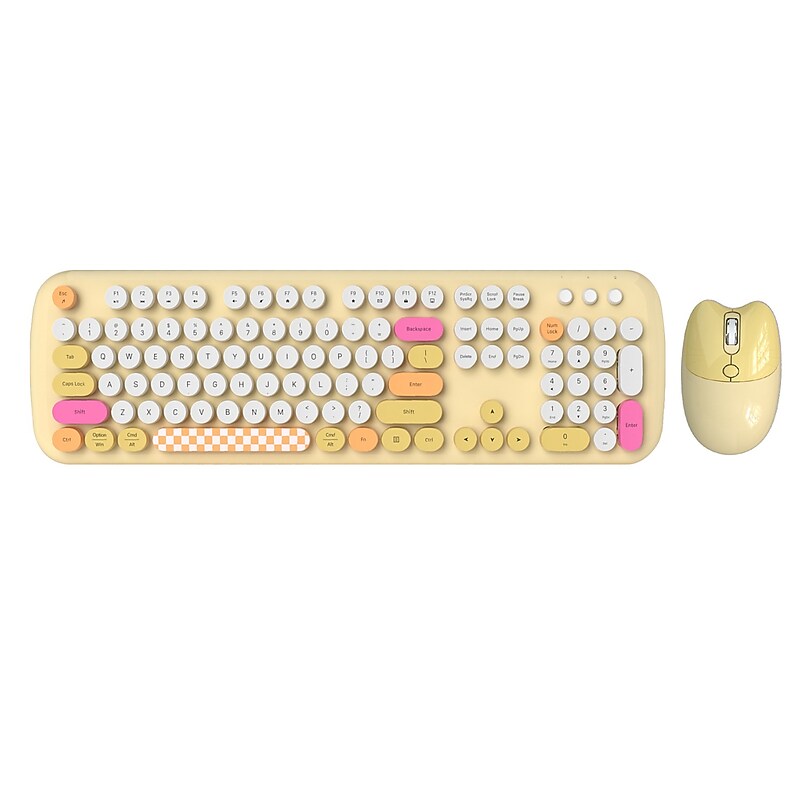 SaharaCase Wireless Ergonomic Keyboard and Laser Mouse Combo, Yellow (KB13) image 1