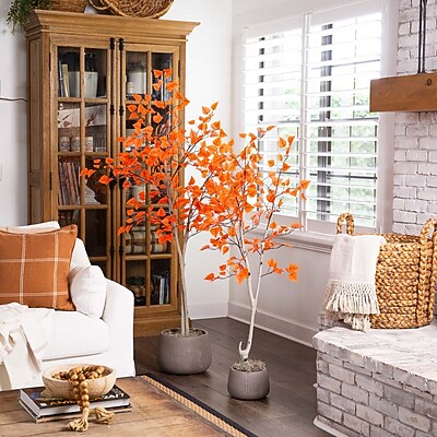 Nearly Natural 6' Autumn Paper Birch Artificial Fall Tree - Thumbnail 2