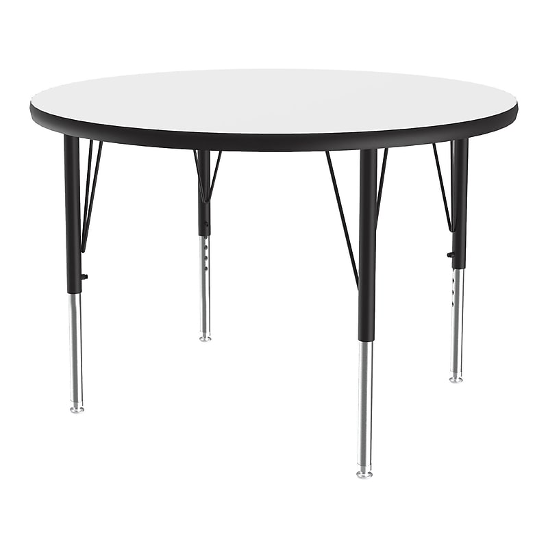 Correll 36" Round Activity Table, Height-Adjustable, Frosty White/Black (A36DE-RND-80) image 1