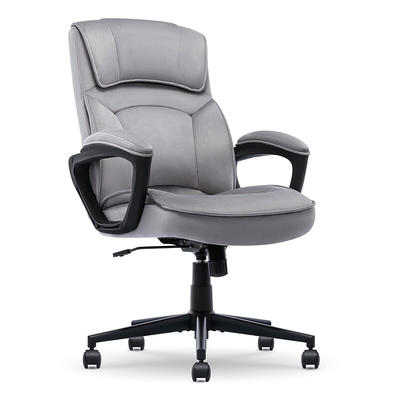 Serta Comfort Classic Ergonomic Velvet Fabric Swivel Executive Chair, Gray (CCHR10005A) image 1