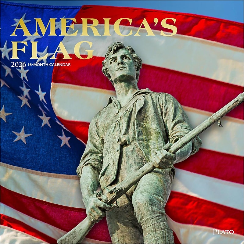 2026 Plato America's Flag 12" x 12" Monthly Wall Calendar (9798330706624) image 1